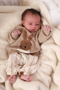 VINTAGE WAFFEL-SWEATER "Hase" taupe