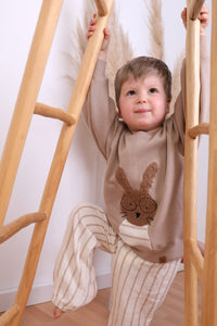 VINTAGE WAFFEL-SWEATER "Hase" taupe