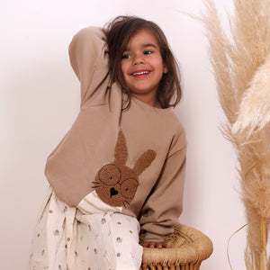 VINTAGE WAFFEL-SWEATER "Hase" taupe