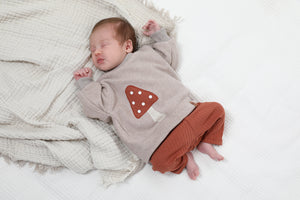 VINTAGE SWEATER "Glückspilz" light taupe