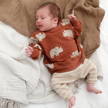 Laden Sie das Bild in den Galerie-Viewer, VINTAGE TERRY CRÊPE-SWEATER &quot;Nashorn&quot; altziegelrot
