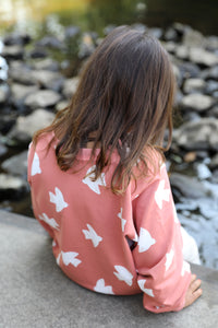 VINTAGE SWEATER "Vögel" softkoralle