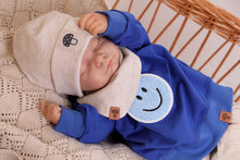 Laden Sie das Bild in den Galerie-Viewer, VINTAGE SWEATER "Smiley" blau