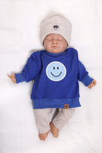 Laden Sie das Bild in den Galerie-Viewer, VINTAGE SWEATER "Smiley" blau