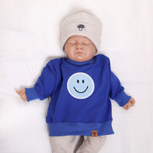 Laden Sie das Bild in den Galerie-Viewer, VINTAGE SWEATER "Smiley" blau