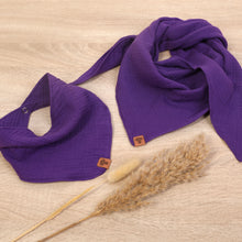 Laden Sie das Bild in den Galerie-Viewer, DREIECKSTUCH MUSSELIN "Lila" (2 GRÖSSEN)