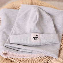 Load image into Gallery viewer, RIB- BEANIE &quot;Oh happy day&quot; grey melange